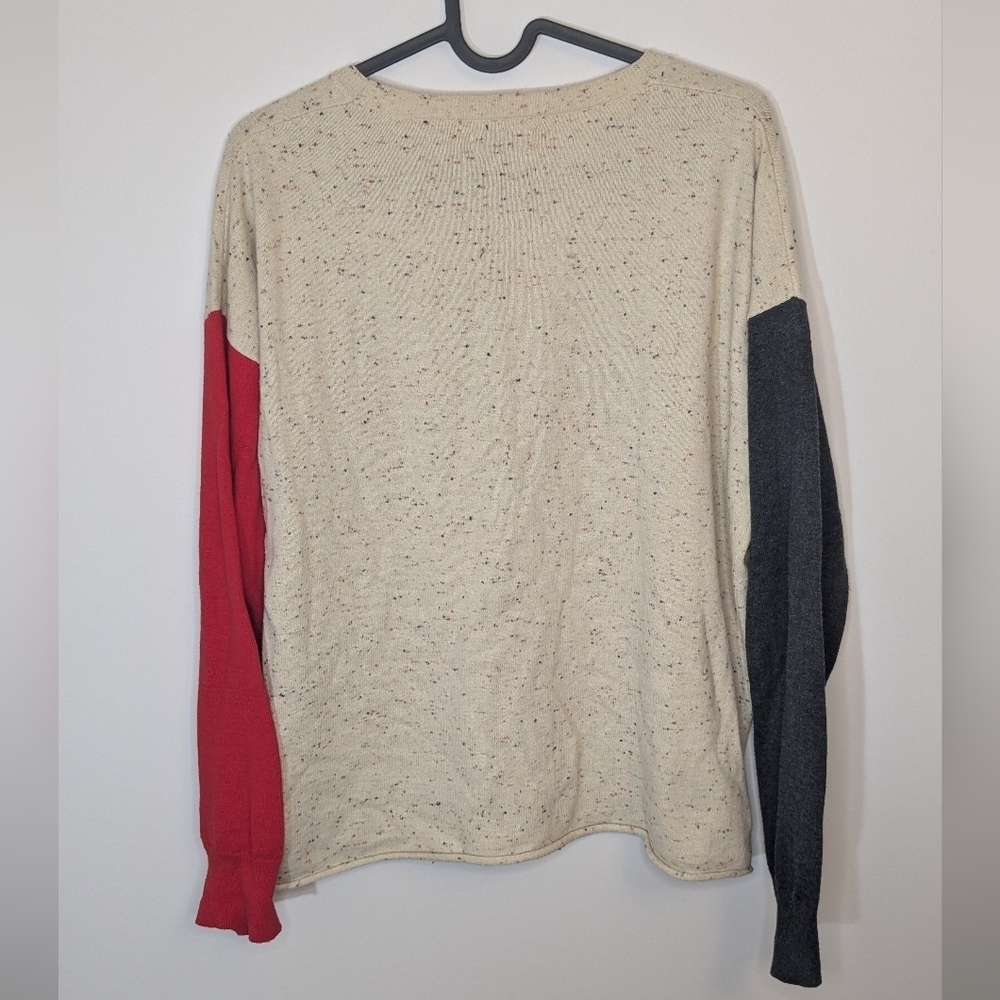 Cath Kidston Sz M Speckled Drop Shoulder Contrast Sleeve Sweater Wool Blend - Picture 7 of 7